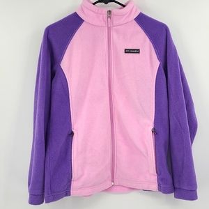 Columbia XL 18-20 pink purple fleece zip up jacket pockets cozy warm